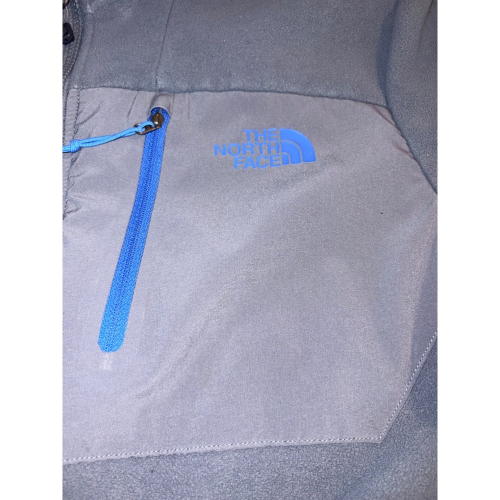 The North Face TKA Glacier Full Zip Fleece Jacket Mens Medium Grey Blue Logo